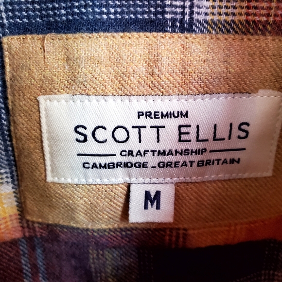 Scott Ellis Men's Orange & Blue Plaid Flannel Button Down Shirt size Med… - Picture 2 of 7